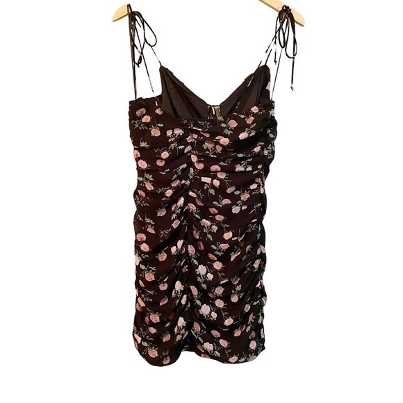 Cotton Candy LA NWT Midnight Roses Ruched Spaghetti Strap Mini Dress Black Sz M - Picture 5 of 10